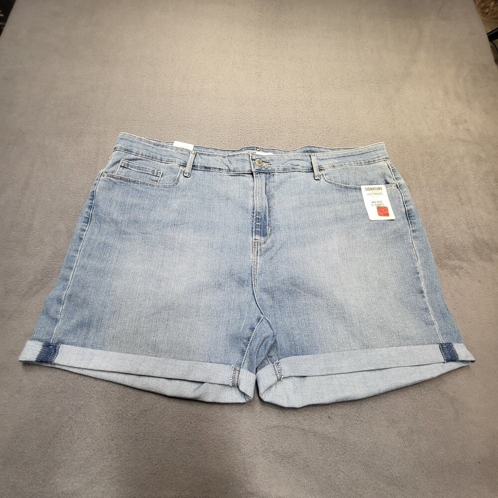 Signature Levis Jean Shorts New Womens 22 Blue Mid Rise Stretch Rolled Cuff